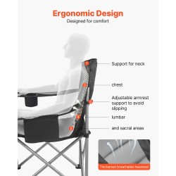 Taitettava retkituoli ulkokäyttöön 600D Oxford kangas pehmustettu istuin teräsrunko sivutaskut 158 kg