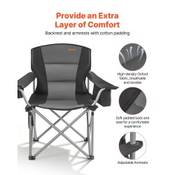 Taitettava retkituoli ulkokäyttöön 600D Oxford kangas pehmustettu istuin teräsrunko sivutaskut 158 kg