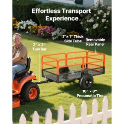 Teräksinen vedettävä kipattava puutarhavaunu kantavuus 725 kilogrammaa tilavuus 0,62 kuutiometriä