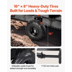 Teräksinen vedettävä kipattava puutarhavaunu kantavuus 725 kilogrammaa tilavuus 0,62 kuutiometriä