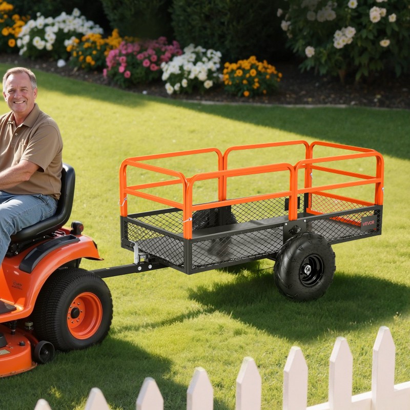 Teräksinen vedettävä kipattava puutarhavaunu kantavuus 725 kilogrammaa tilavuus 0,62 kuutiometriä