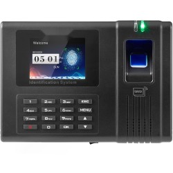 Seinäasennettava biometrinen työajanseurantalaite sormenjäljellä RFID kortilla ja salasanalla