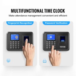 Työajanseurantalaite sormenjälkitunnistuksella ja salasanalla 2,4-tuumainen näyttö USB-muistille seinäkiinnitys