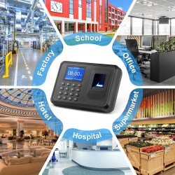 Työajanseurantalaite sormenjälkitunnistuksella ja salasanalla 2,4-tuumainen näyttö USB-muistille seinäkiinnitys