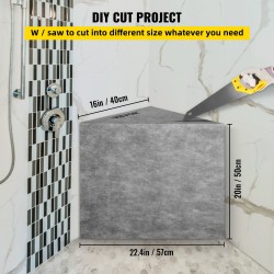 Laatoitettava EPS-komposiittinen suihkuistuin nurkkaan 57x40x50 cm vesitiivis 200 kg kantavuus