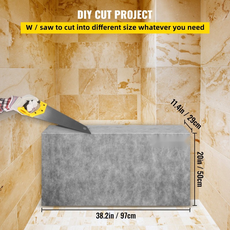 Laatoitettava suihkupenkki EPS-komposiitti 97 x 29 x 50 cm vesitiivis 200 kg