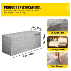 Laatoitettava EPS-komposiittinen suihkupenkki 120x40x50 cm 200 kg kantavuus