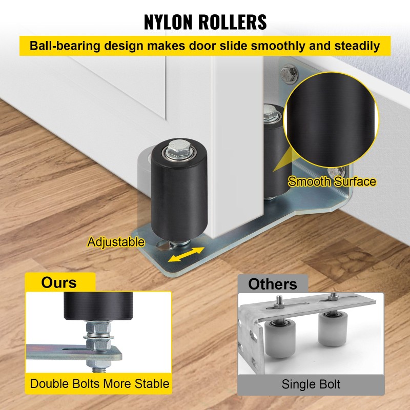 Portin ohjainrullasarja L-muotoisella sinkityllä teräskiinnikkeellä ja nailonrullilla 2 kpl