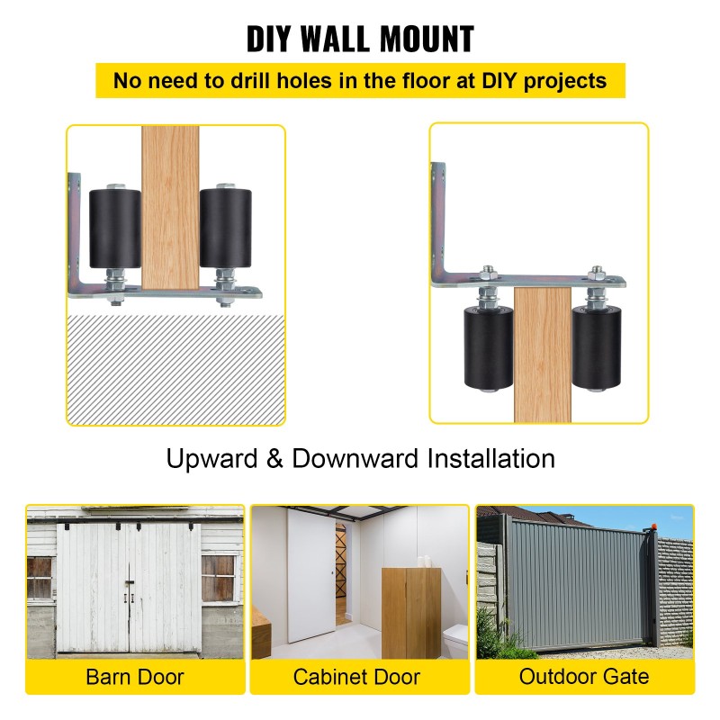 Portin ohjainrullasarja L-muotoisella sinkityllä teräskiinnikkeellä ja nailonrullilla 2 kpl