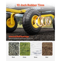 Teräksinen puutarhavaunu 408 kg kantavuus irrotettavat verkkolaidat 10-tuumaiset kumirenkaat säädettävä kahva