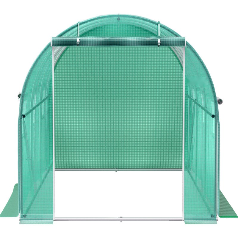 Tunnelikasvihuone galvanoitu teräsrunko koko 3,7 x 2,1 x 2,1 m 6 verkkoikkunaa