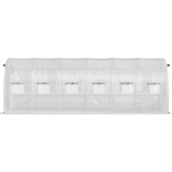 Tunnelikasvihuone galvanoitu teräsrunko PE-kansi 6,1x3x2,1 m 2 vetoketjuovea 12 ikkunaa