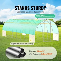 Tunnelikasvihuone 835×290×225 cm sinkitty teräsrunko vihreä PE-peite 16 ikkunaa keinuväliovi