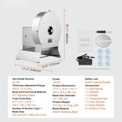 Sähkö- ja käsikäyttöinen vihannesleikkuri ruostumatonta terästä 0–12 millimetriä suurella syöttöaukolla