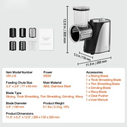 Sähköinen vihannes- ja juustohöylä 250 W 5 terää ruostumatonta terästä