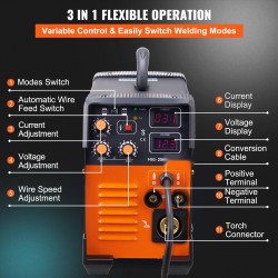 Invertterihitsauskone kolmitoiminen MIG MMA TIG IGBT 220V 30–250A