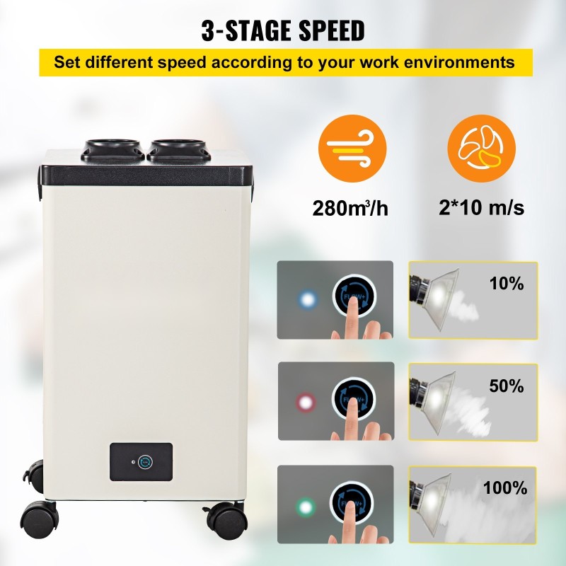 Juotoshöyryjen poistolaite 150 W 3-portainen HEPA ja aktiivihiilisuodatus kaksi 1,2 m imuletkua