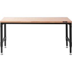 Korkeussäädettävä työpöytä massiivipuinen tammityötaso hiiliteräsrunko 1829 x 635 mm