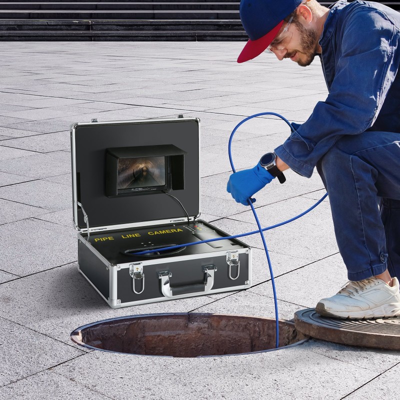 Viemärikamera 7 tuuman näyttö 25 mm 1000TVL IP68 30,5 m työntökaapeli