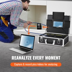 Viemärikamera 7-tuumaisella värinäytöllä 20,1 m työntökaapelilla 25 mm kameralla