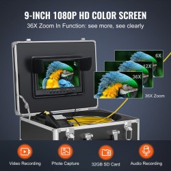 Viemärikamera viidenkymmenen metrin kaapeli yhdeksän tuuman näyttö viisisataakaksitoista hertsin paikannin