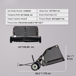 Vedettävä ruohonkerääjä 106,6 cm työleveys 12 kuutiojalan keräyssäiliö säädettävä harjakorkeus
