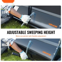 Vedettävä nurmikon harava 127 cm suuri keräyspussi säädettävä harjauskorkeus