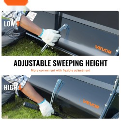 Hinattava nurmikkoharava 44 tuumaa 25 kuutiojalkaa keräyspussi säädettävä harjakorkeus