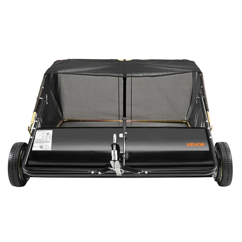 Hinattava nurmikkoharava 44 tuumaa 25 kuutiojalkaa keräyspussi säädettävä harjakorkeus