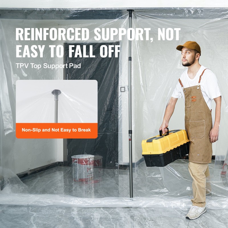 Pölysulkusarja 10 metriä leveä 4 metriä korkea polyeteenikalvo 0,08 mm 4 teleskooppipylvästä