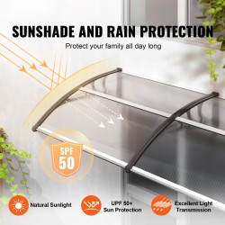 Ovi- ja ikkunakatos 6 mm polykarbonaatti 965 x 1987 mm aurinkosuoja UPF50+