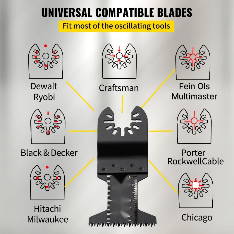 Värähtelevän monitoimityökalun teräsarja 50 kpl HCS ja ruostumaton puulle muoville pehmeälle metallille