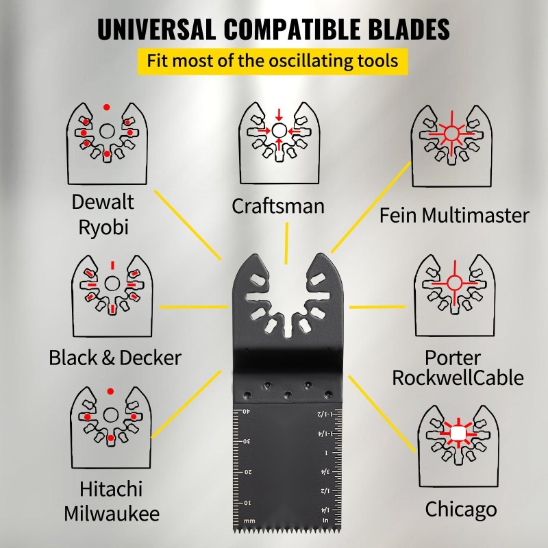 Oskilloivat hiiliteräksiset 1-3/8-tuumaiset sahanterät 100 kpl puulle pehmeälle metallille ja muoville