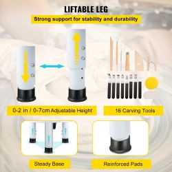 Sähködreija alumiininen 28 senttimetrin pyöritysalusta 350 watin 60–300 kierrosta jalkapoljin 16-osainen työkalasarja