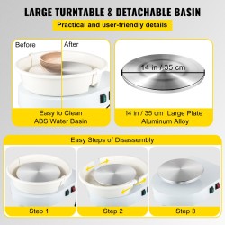 Sähköinen dreija kolmekymmentäviisi senttimetrin alumiinipyörintäalustalla irrotettavalla vesialtaalla jalkapolkimella