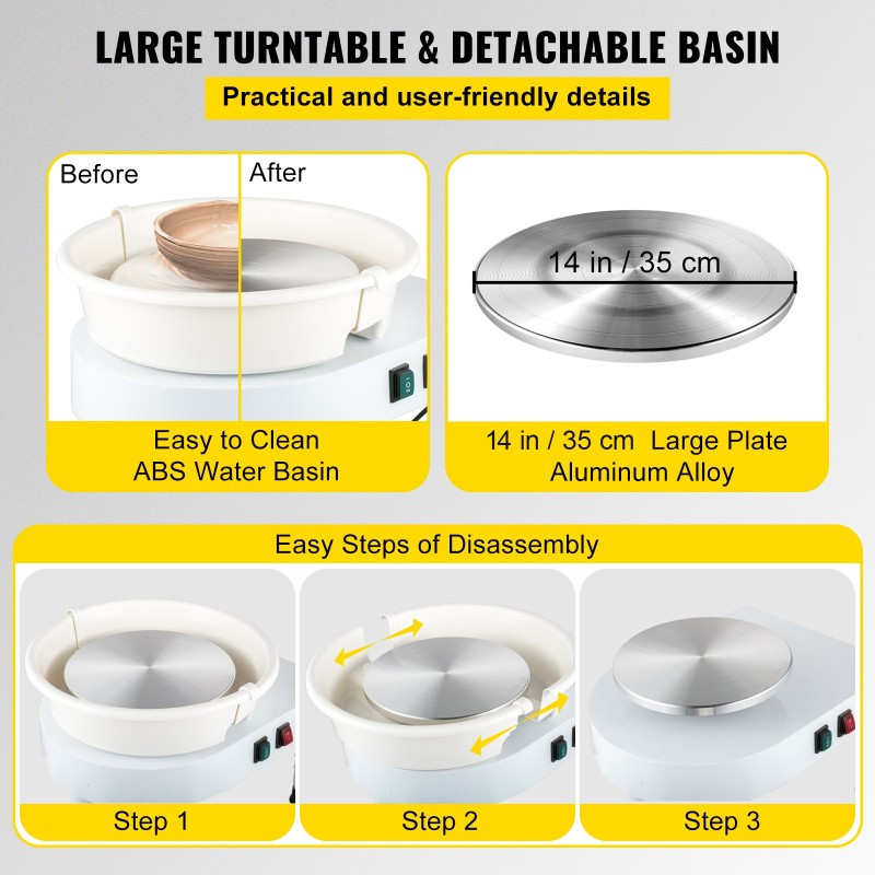 Sähköinen dreija kolmekymmentäviisi senttimetrin alumiinipyörintäalustalla irrotettavalla vesialtaalla jalkapolkimella