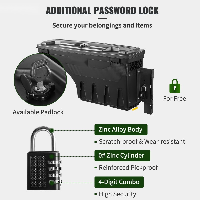 Säilytyslaatikko ABS-muovi hiiliteräs 25 l vesitiivis Dodge Ram 1500 2019–2021 matkustajan puoli