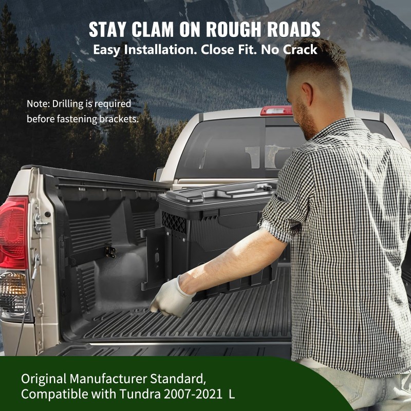 Säilytyslaatikko ABS-muovi 20 l vesitiivis lukittava kuljettajan puolelle Tundra 2007–2021