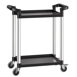 Käyttövaunu kaksitasoinen muovinen 136 kg kantavuus 4 kääntyvää pyörää 2 jarrulla