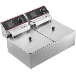Kaksialtainen sähköinen rasvakeitin ruostumattomasta teräksestä 12 l 5000W ammattikäyttöön