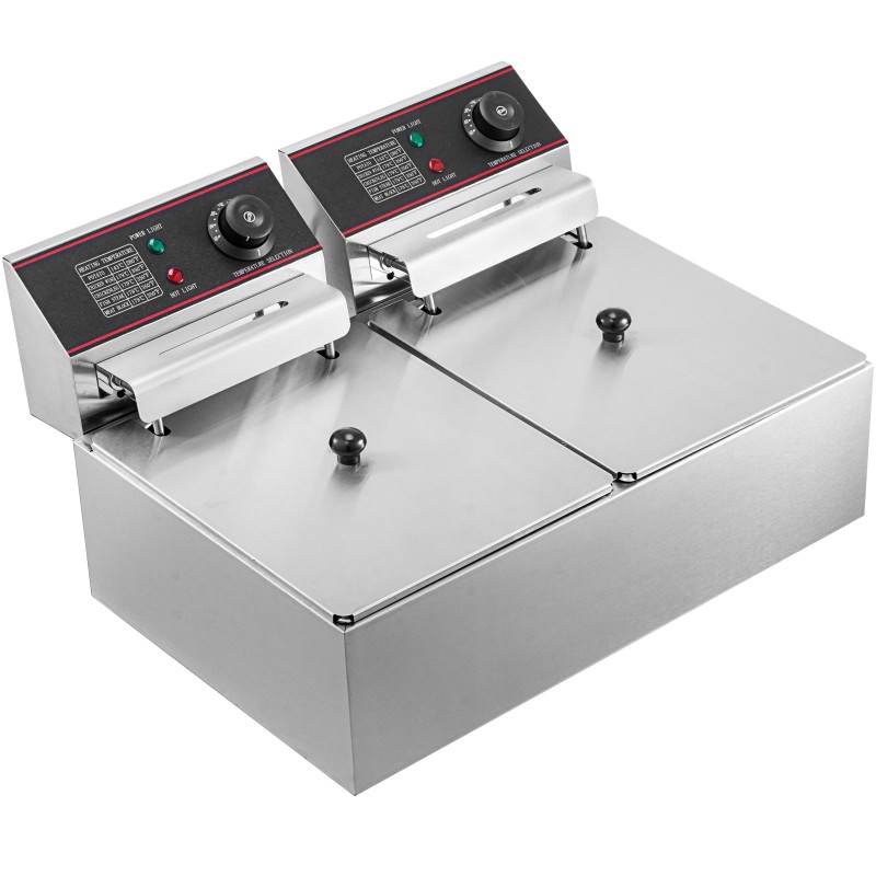 Kaksialtainen sähköinen rasvakeitin ruostumattomasta teräksestä 12 l 5000W ammattikäyttöön