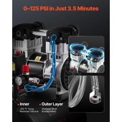 Vaakasuuntainen ilmakompressori terässäiliö 40 L 2 hv öljytön suurin paine 125 PSI