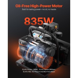 Vaakamallinen ilmakompressori terässäiliö 8 L öljytön 1 hv 8 bar