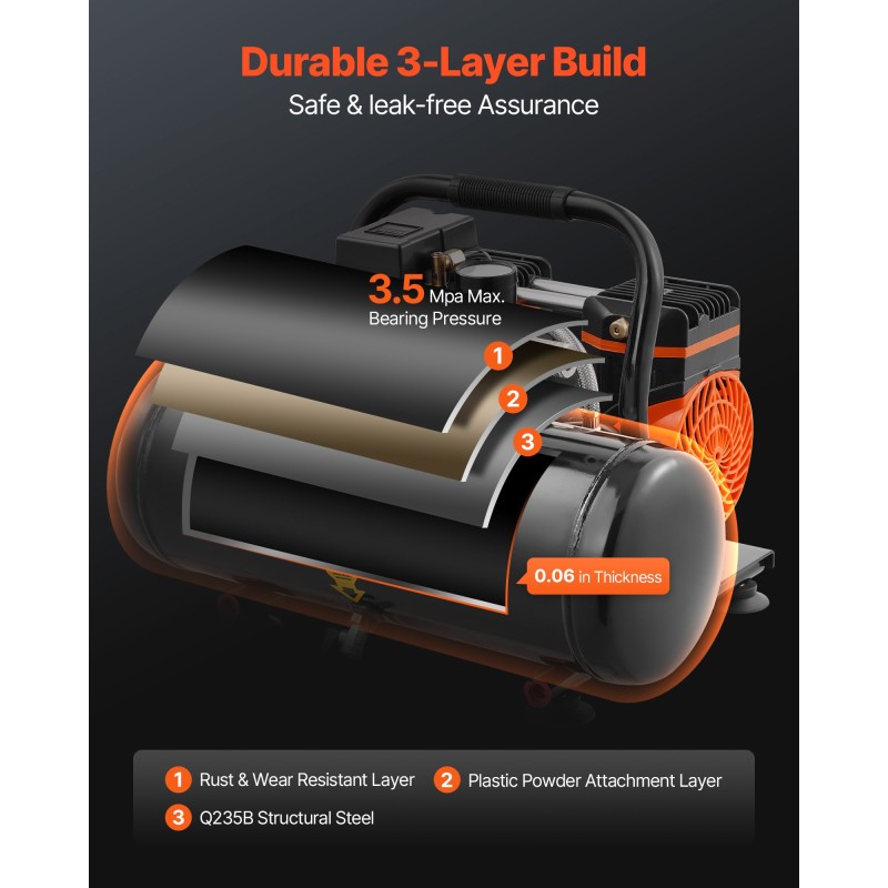 Vaakamallinen ilmakompressori terässäiliö 8 L öljytön 1 hv 8 bar