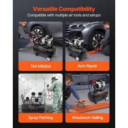 Vaakasuuntainen öljytön ilmakompressori teräs 60 l säiliö 2 hv 125 psi