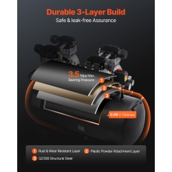 Vaakasuuntainen öljytön ilmakompressori 75 litran terässäiliöllä 4 hv