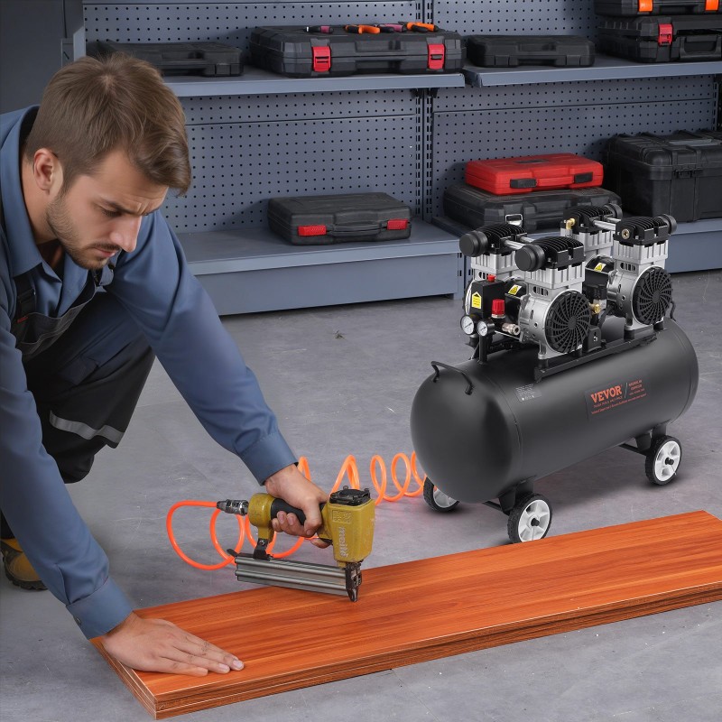 Vaakasuuntainen öljytön ilmakompressori 75 litran terässäiliöllä 4 hv