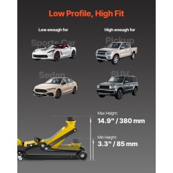 Hallitunkki teräs 2,5 tonnia matalaprofiilinen hydraulinen yksipumppu nostokorkeus 85–380 mm