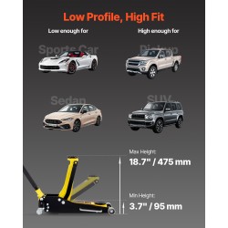 Matalaprofiilinen tunkki alumiini ja teräs 2,5 t kaksoispumpulla 95–475 mm