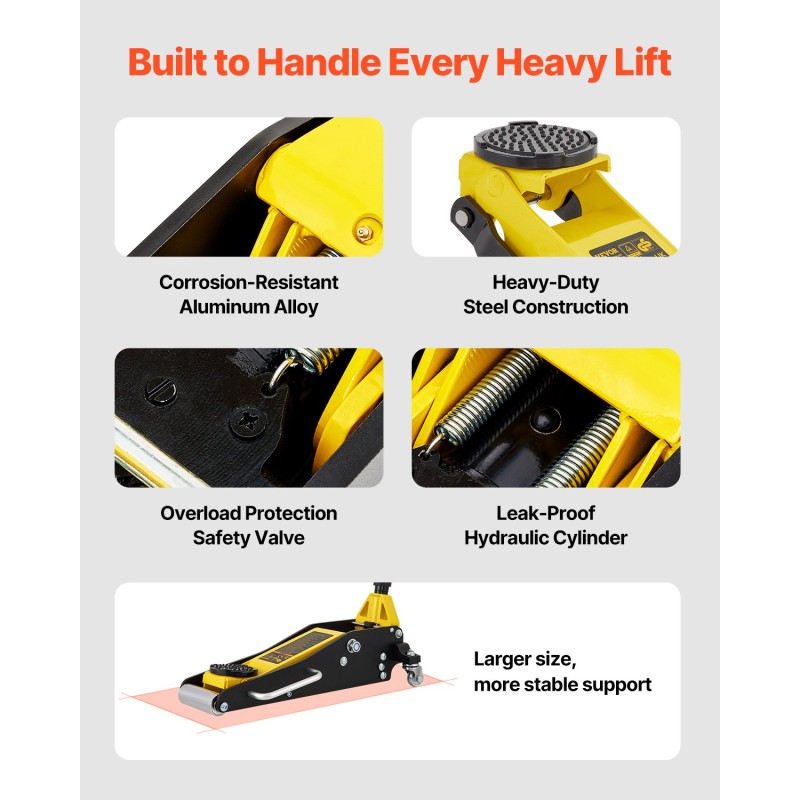 Hallitunkki matalaprofiilinen 1,5 tonnia alumiini ja teräs 80–365 mm kaksoismäntäpumppu